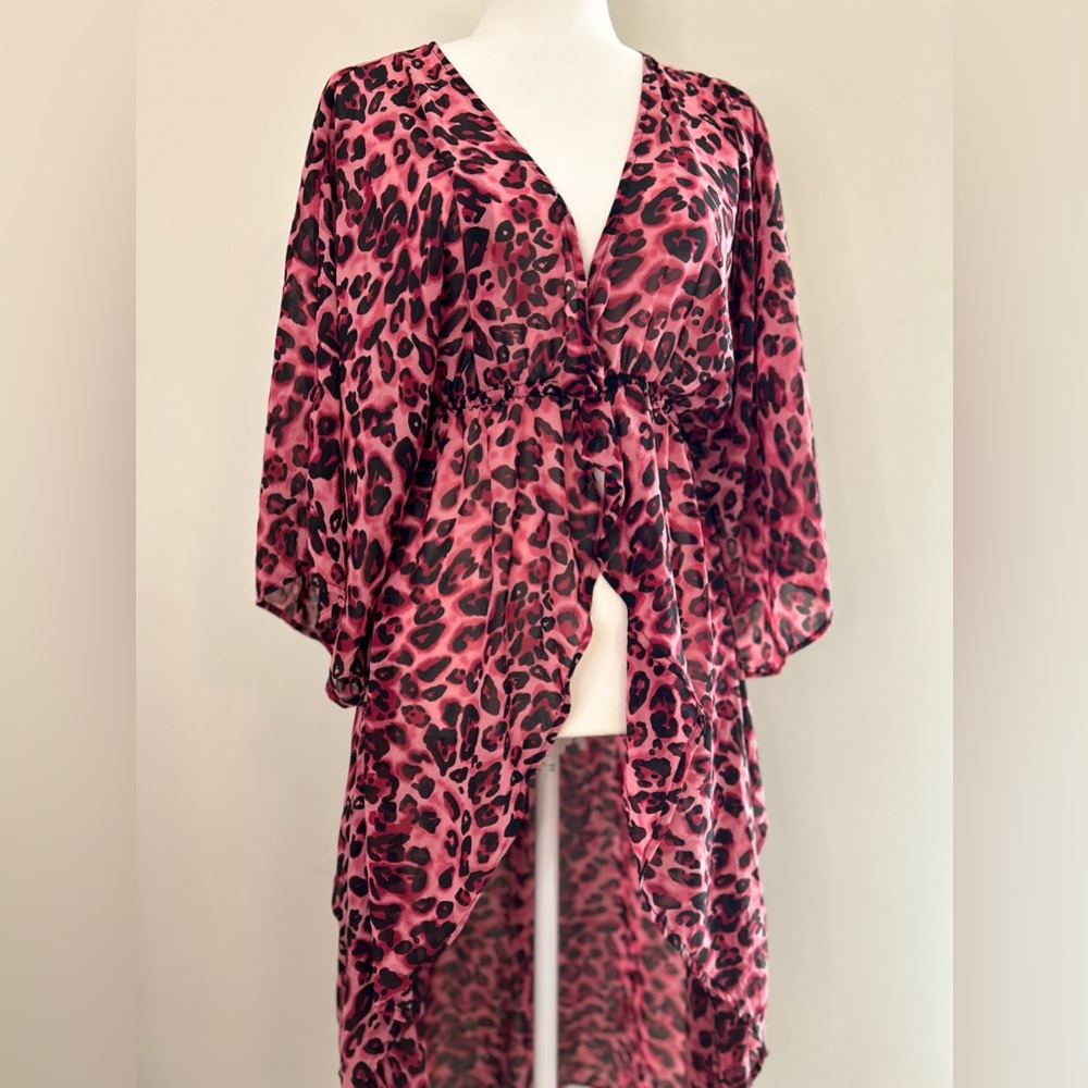 Woman’s pink cheetah print pink cover up dress |